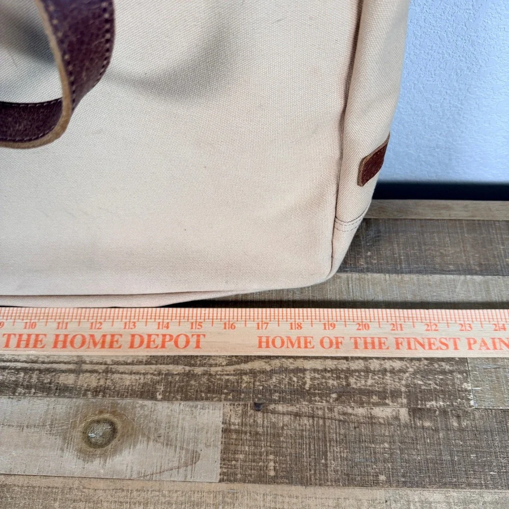 United By Blue Messenger Bag Beige Canvas Leather Laptop Briefcase
